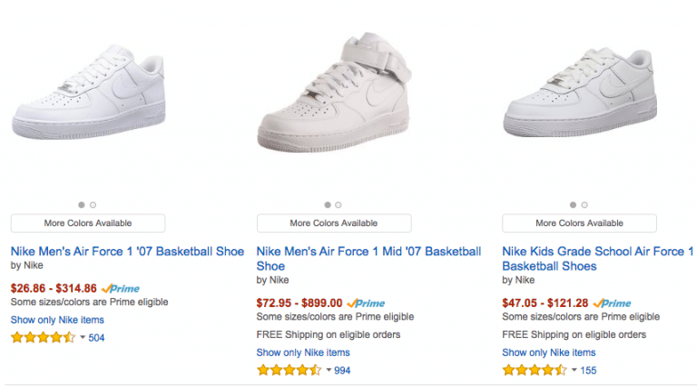 difference between nike court vision and air force one