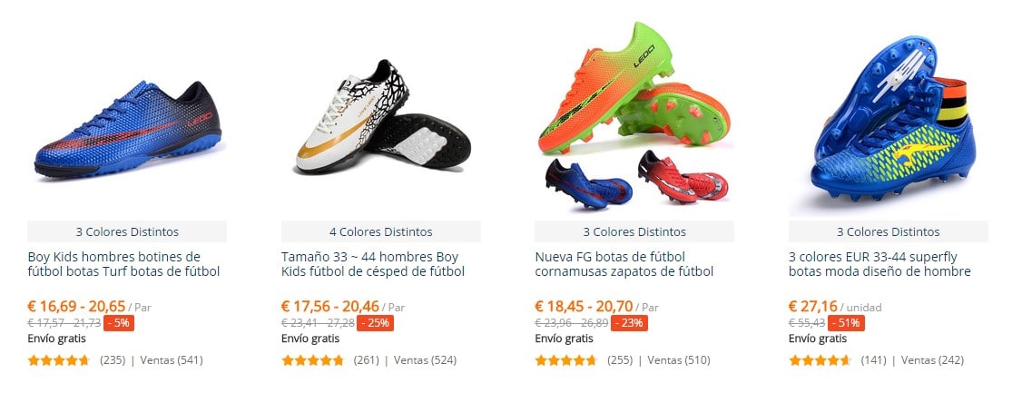 paginas para comprar botas de futbol baratas