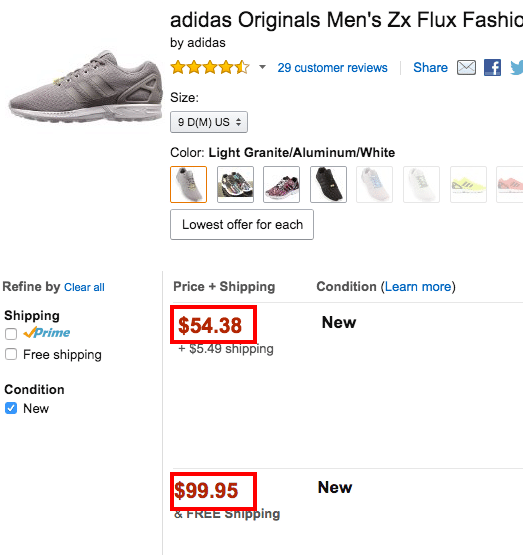 adidas prices