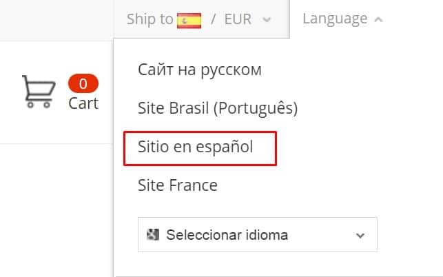 Seleccionando aliexpress españa