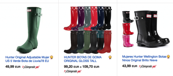 Cheap original hunter boots in ebay