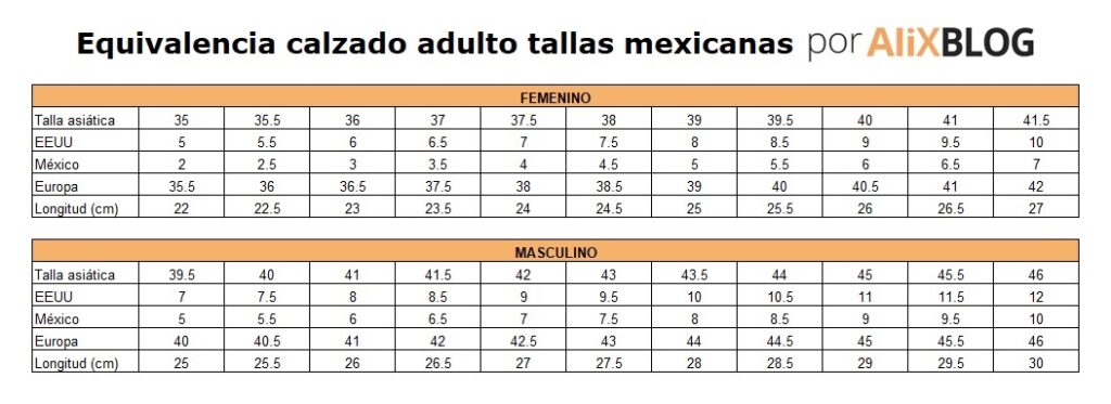 mostrador Vagabundo tenga en cuenta Equivalencias tallas Chinas a Mexicanas [Guía AliExpress 2022 ]