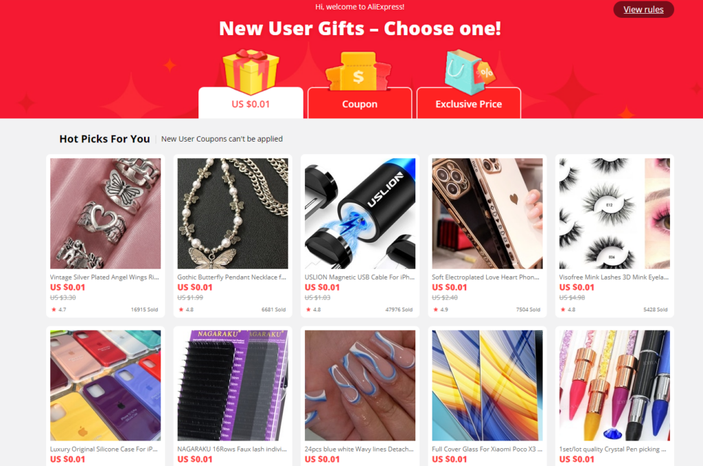 New store user aliexpress