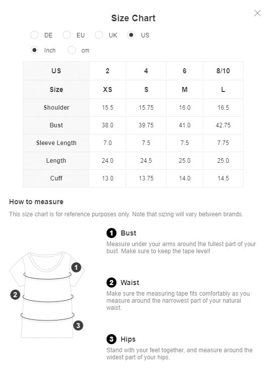 How to Measure” via shein.com