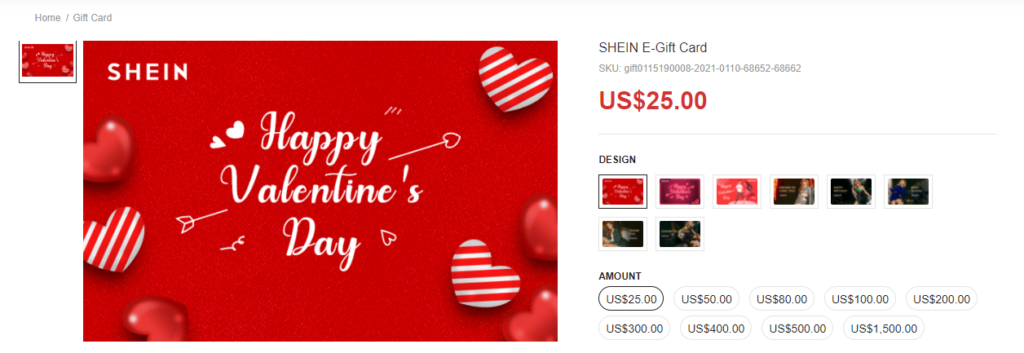 how to use shein gift card