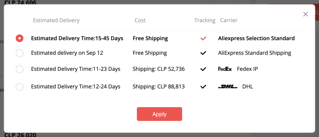 Pending Shipping by the Seller Aliexpress