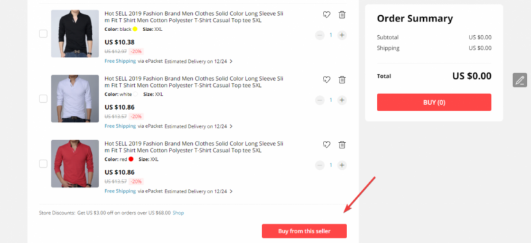 How to select multiple items of the same AliExpress seller