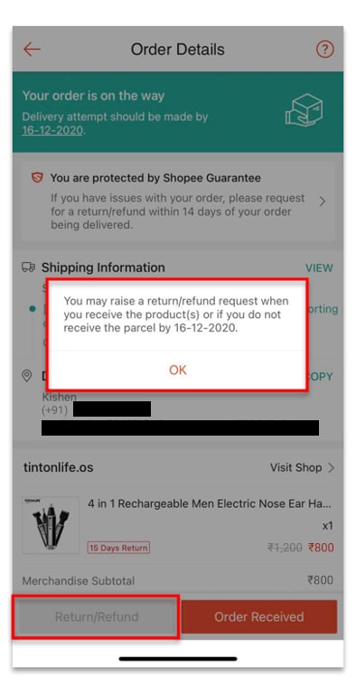 Shopee tracking number check