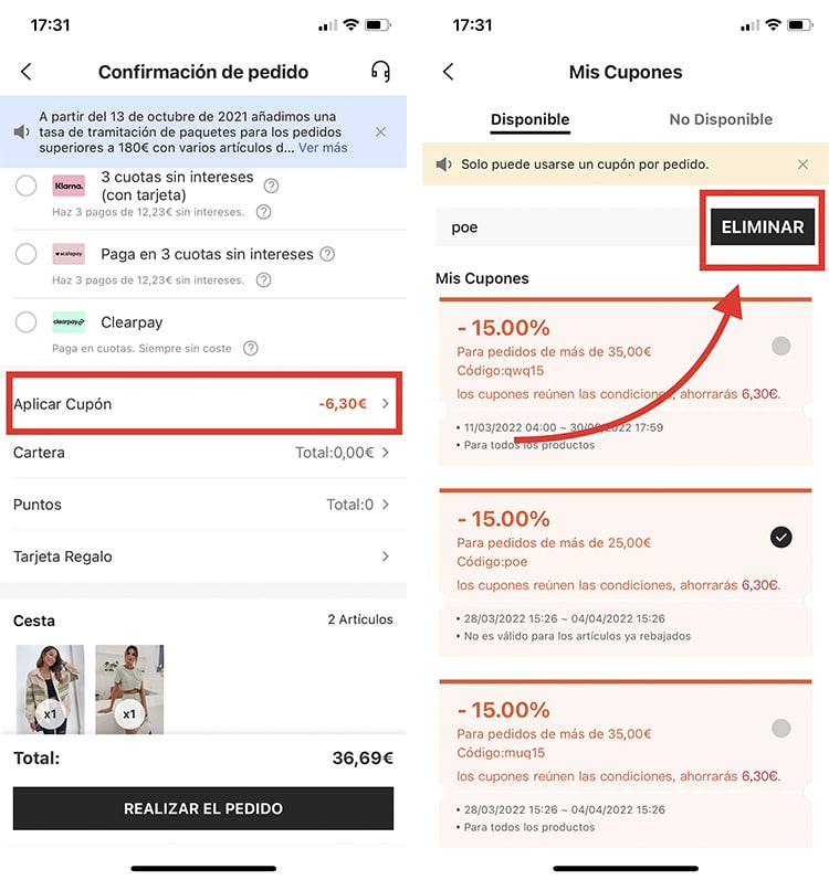 ¿Cómo usar los cupones de descuento en Shein