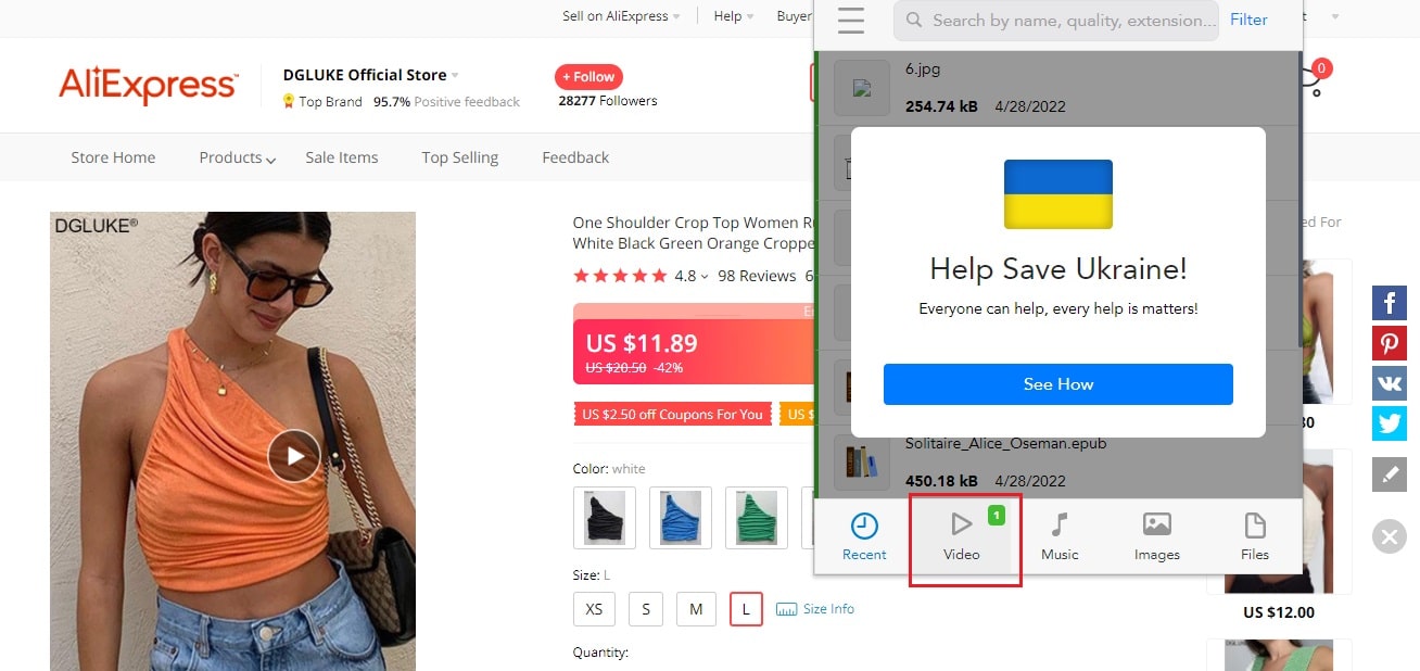 aliexpress video downloader extension