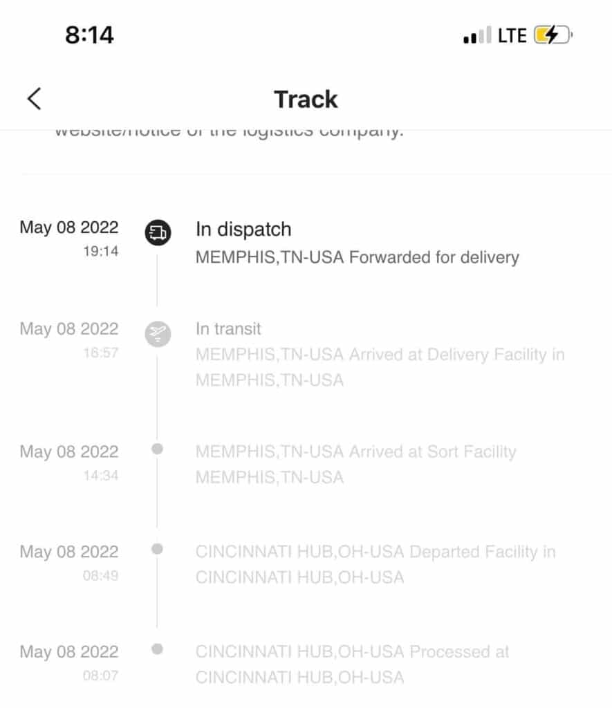 How long does an order take once dispatched?