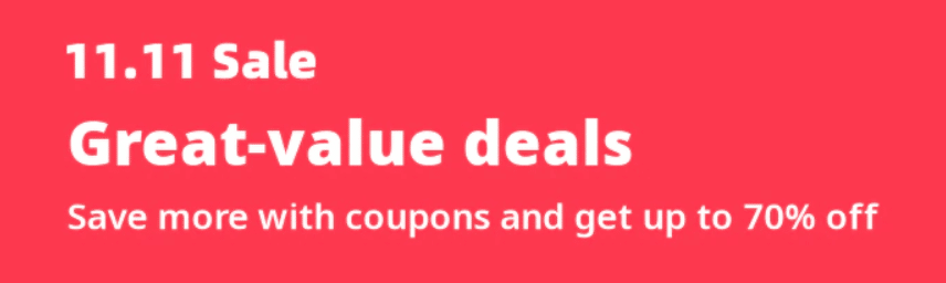 11.11 Sale: This coupon code can't be used in combination with